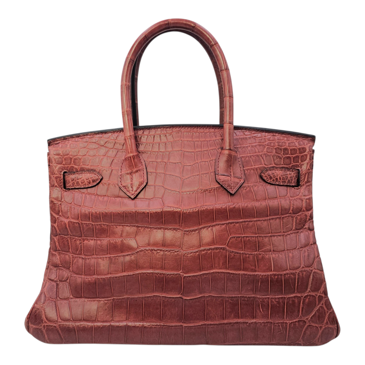 Birkin 30 Rouge H  in Matte Niloticus Palladium hardware