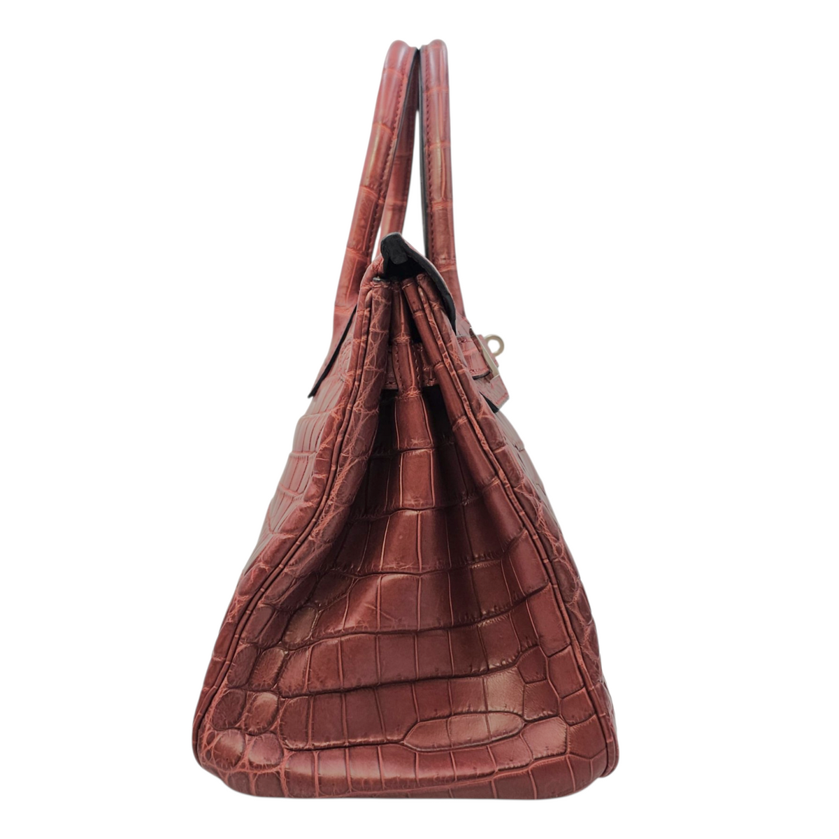 Birkin 30 Rouge H  in Matte Niloticus Palladium hardware
