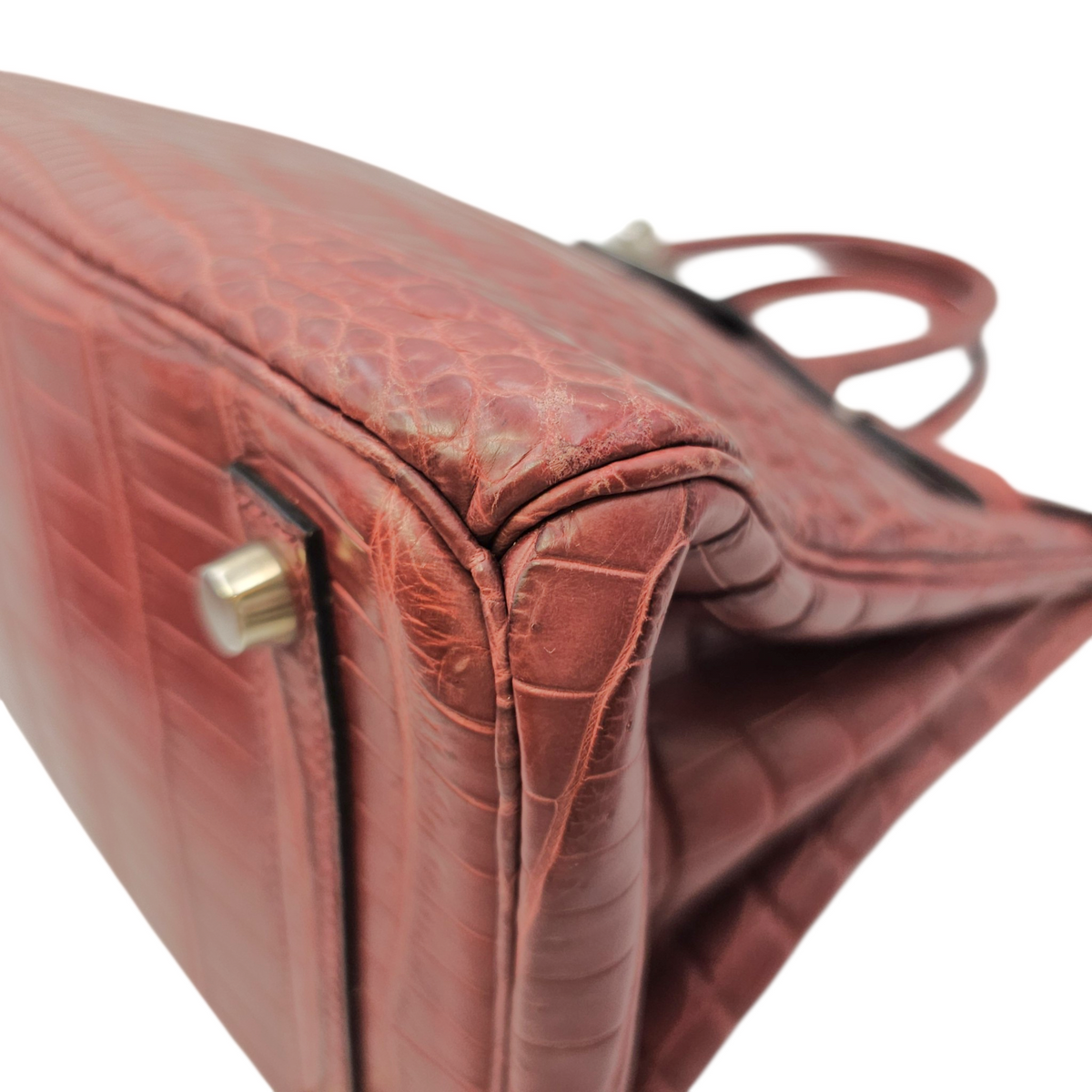 Birkin 30 Rouge H  in Matte Niloticus Palladium hardware
