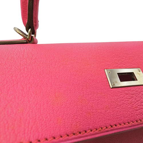 Sellier Kelly 32 Rose Shocking  in Chevre Mysore Palladium hardware