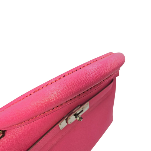Sellier Kelly 32 Rose Shocking  in Chevre Mysore Palladium hardware