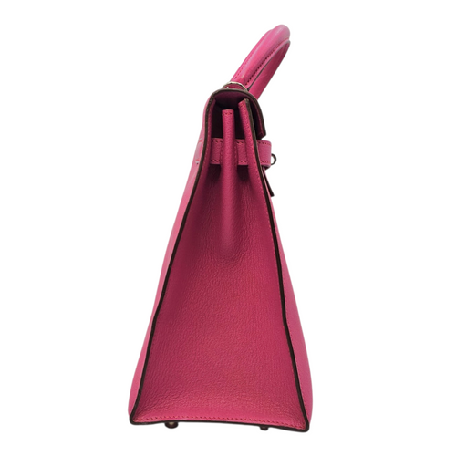 Sellier Kelly 32 Rose Shocking  in Chevre Mysore Palladium hardware