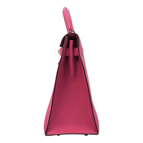 Sellier Kelly 32 Rose Shocking  in Chevre Mysore Palladium hardware