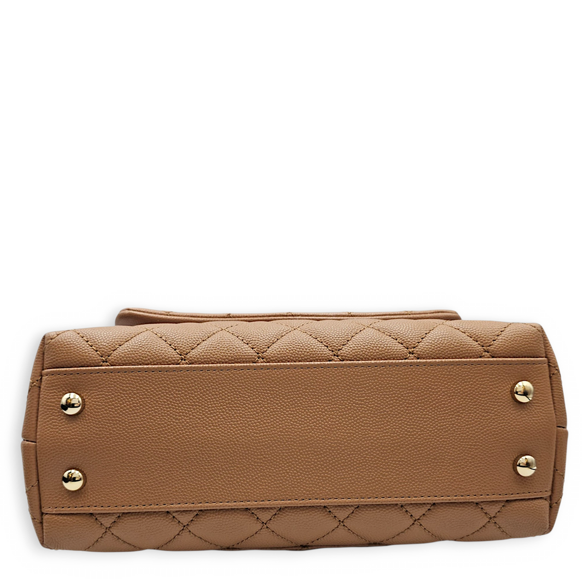 Coco Handle with Lizard Handle  Small Beige Top Handle Bag in Caviar Leather Light Gold hardware