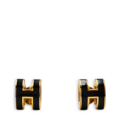Mini Pop H Earrings Mini Black Earrings Gold hardware