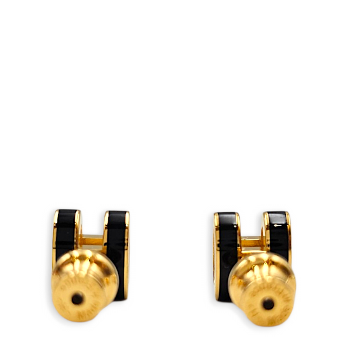 Mini Pop H Earrings Mini Black Earrings Gold hardware