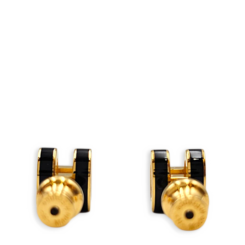 Mini Pop H Earrings Mini Black Earrings Gold hardware