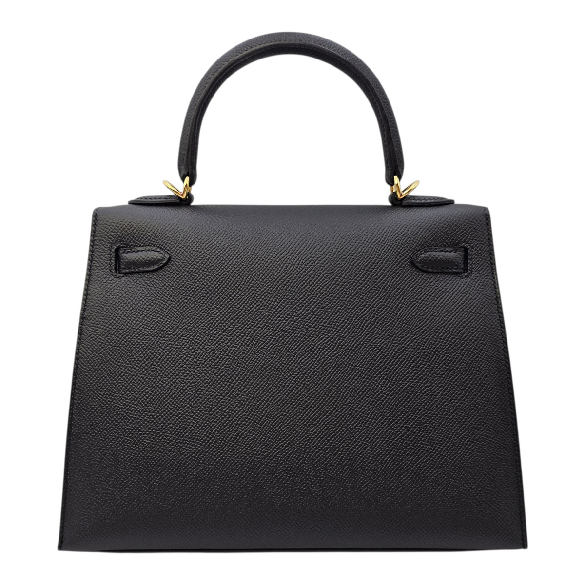 Sellier Kelly 25 Noir in Epsom Gold hardware