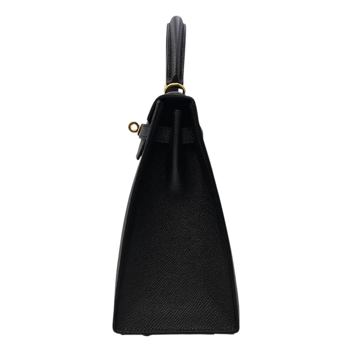 Sellier Kelly 25 Noir in Epsom Gold hardware