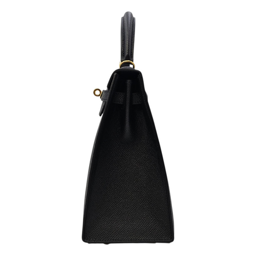 Sellier Kelly 25 Noir in Epsom Gold hardware