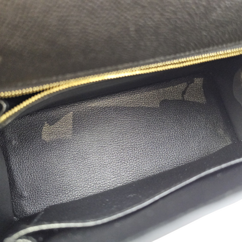 Sellier Kelly 25 Noir in Epsom Gold hardware
