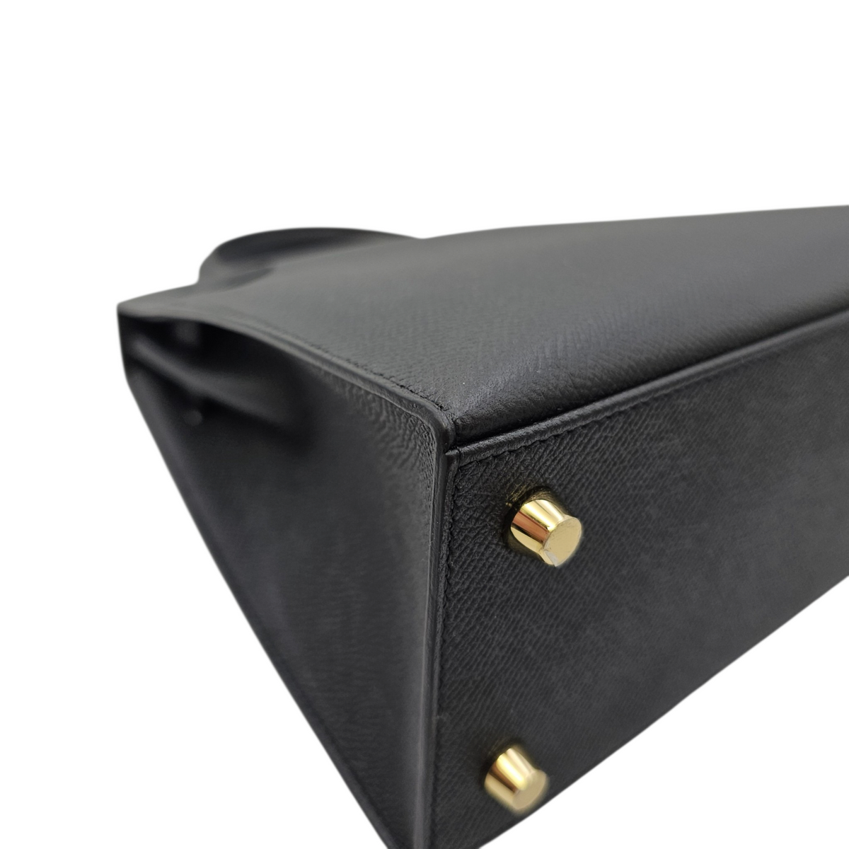 Sellier Kelly 25 Noir in Epsom Gold hardware