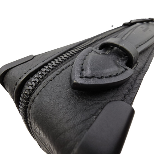 Soft Trunk Black Crossbody Bag in Taurillon Leather Gunmetal hardware