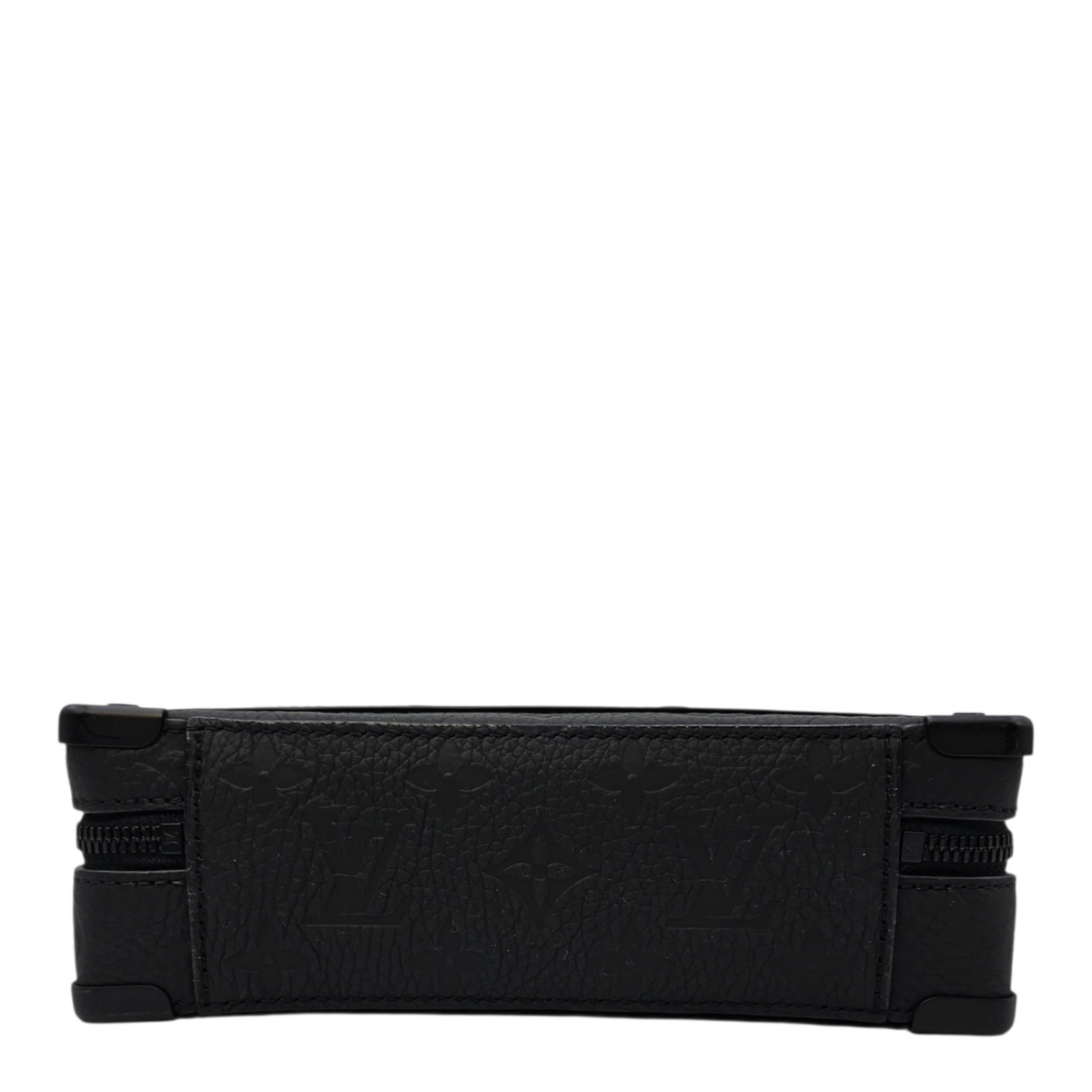 Soft Trunk Black Crossbody Bag in Taurillon Leather Gunmetal hardware