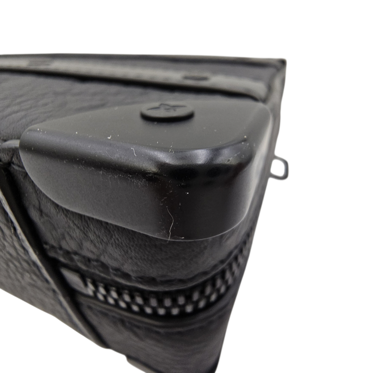 Soft Trunk Black Crossbody Bag in Taurillon Leather Gunmetal hardware