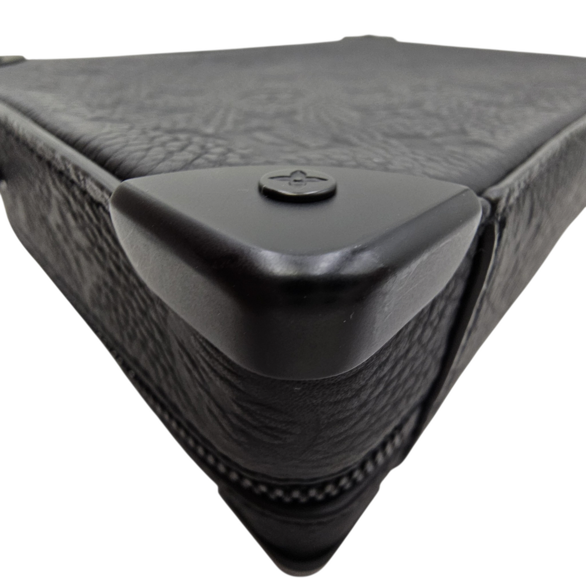 Soft Trunk Black Crossbody Bag in Taurillon Leather Gunmetal hardware