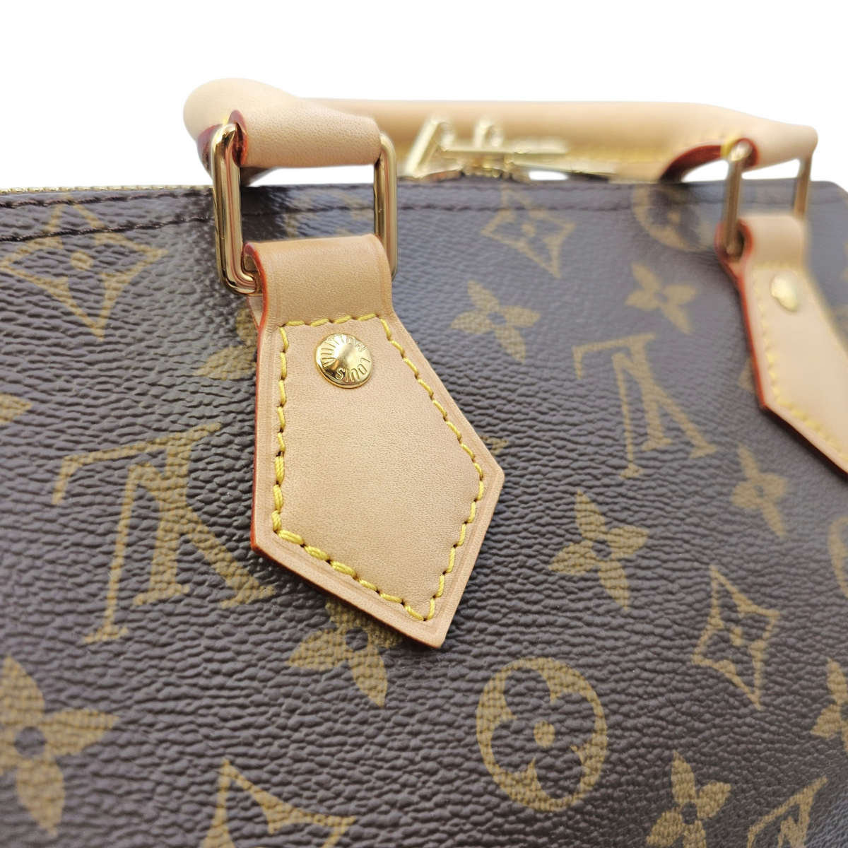 Speedy Bandouliere Brown Top Handle Bag in Monogram Coated Canvas Gold hardware
