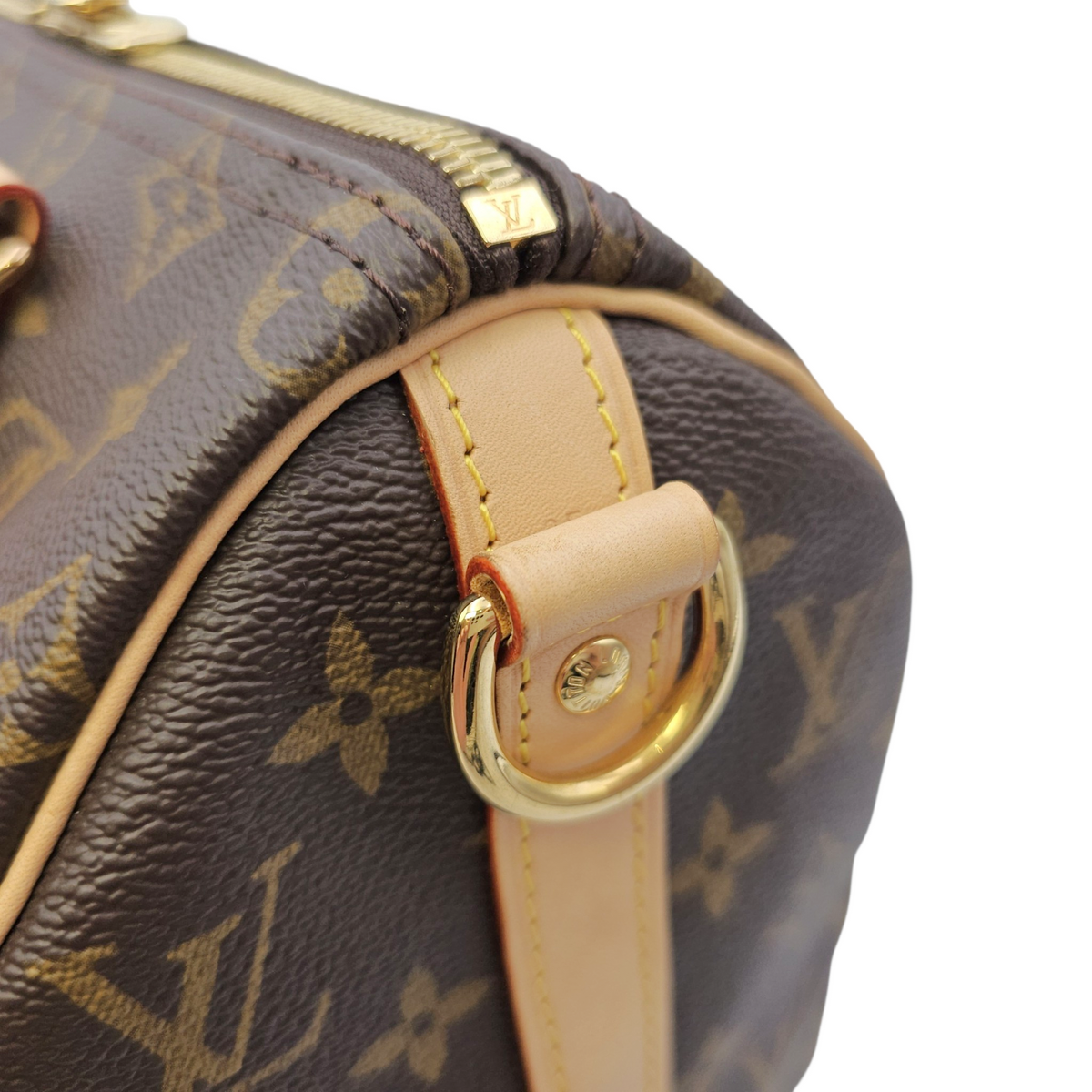 Speedy Bandouliere Brown Top Handle Bag in Monogram Coated Canvas Gold hardware