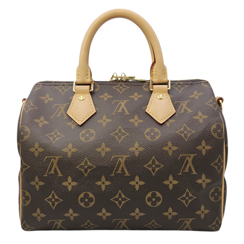 Speedy Bandouliere Brown Top Handle Bag in Monogram Coated Canvas Gold hardware