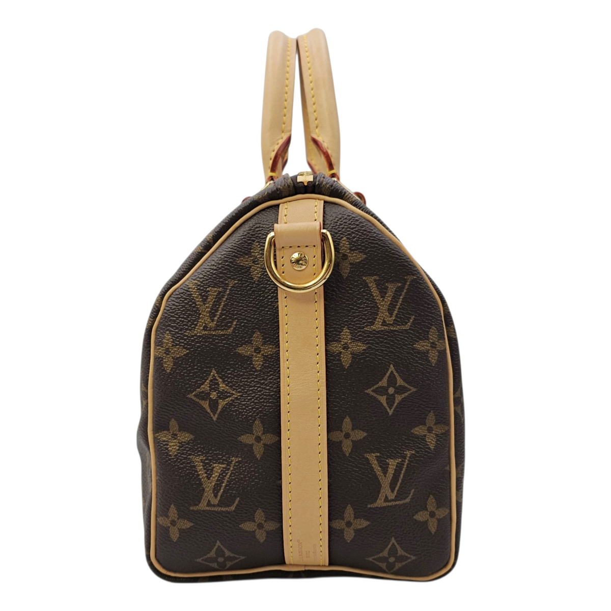 Speedy Bandouliere Brown Top Handle Bag in Monogram Coated Canvas Gold hardware