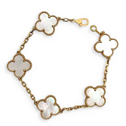 (PSPM) Vintage Alhambra, 5 Motifs Bracelet in White
