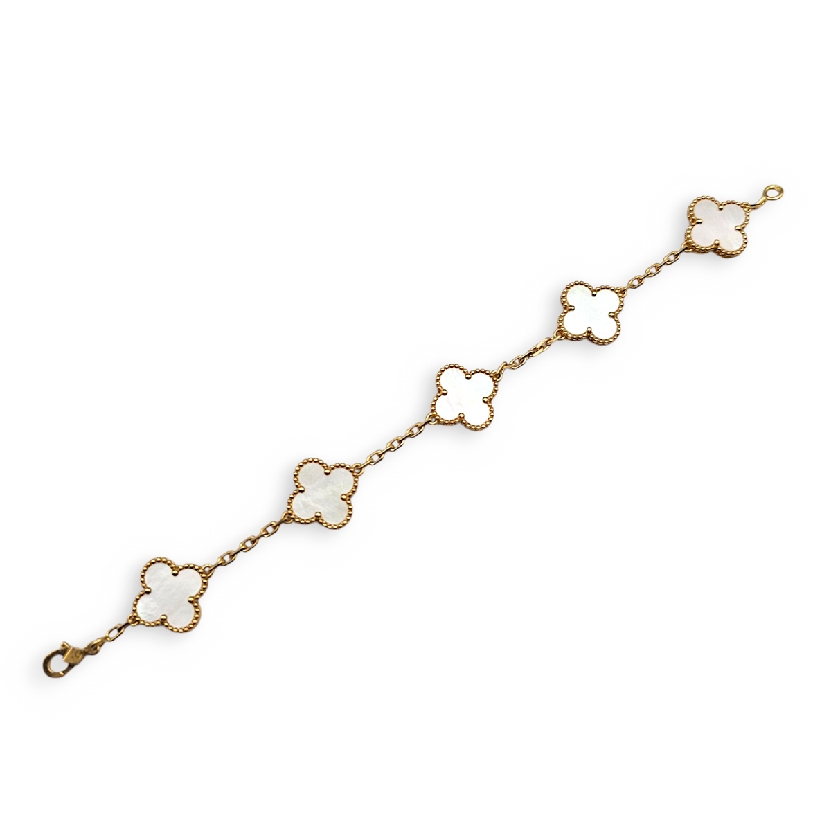 (PSPM) Vintage Alhambra, 5 Motifs Bracelet in White