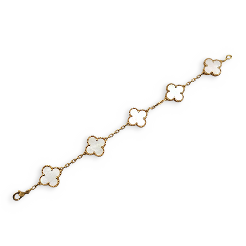(PSPM) Vintage Alhambra, 5 Motifs Bracelet in White