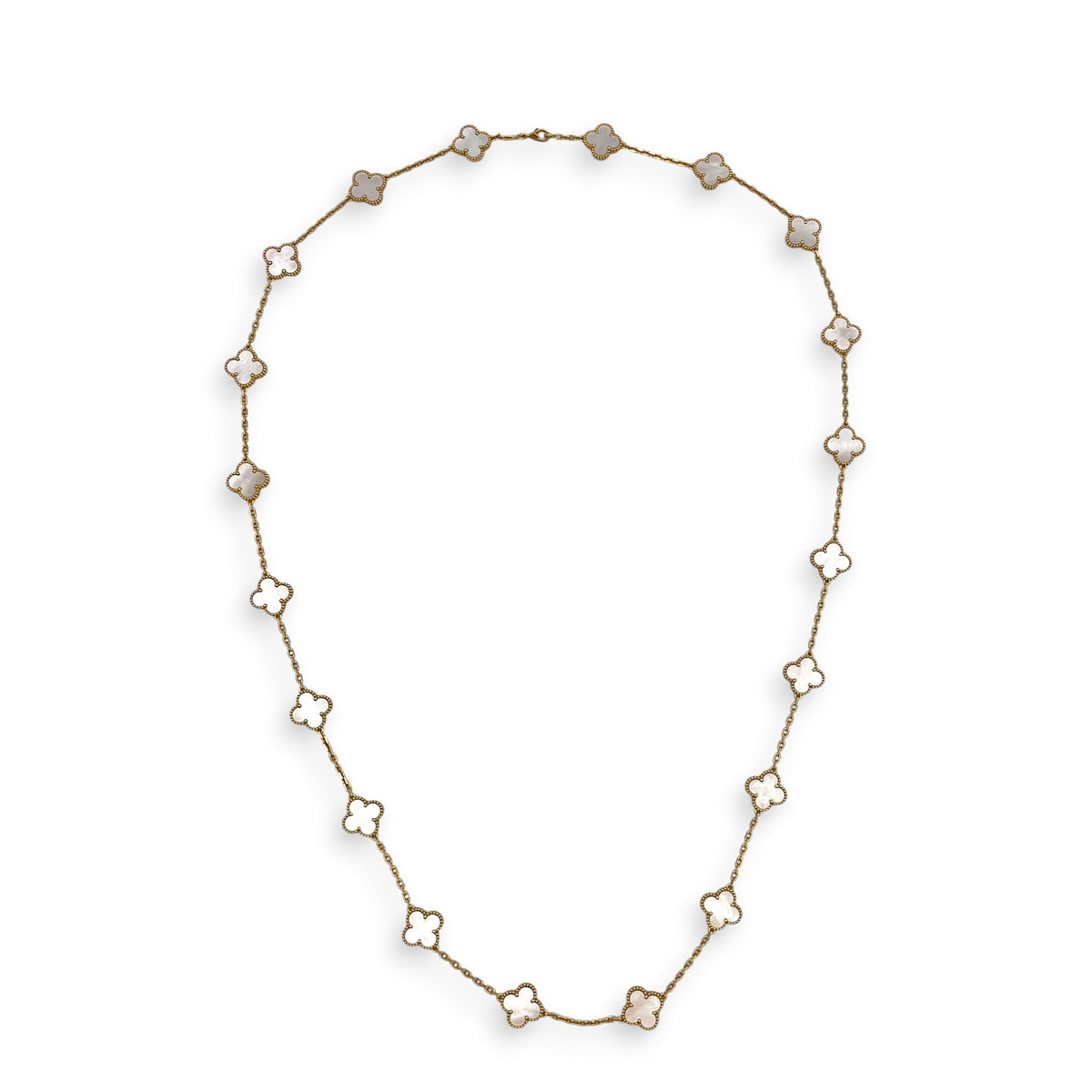 Vintage Alhambra 20 Motif Long Necklace Necklace  in White