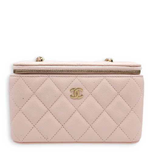Vanity Pink Crossbody Bag in Caviar Leather Light Gold hardware
