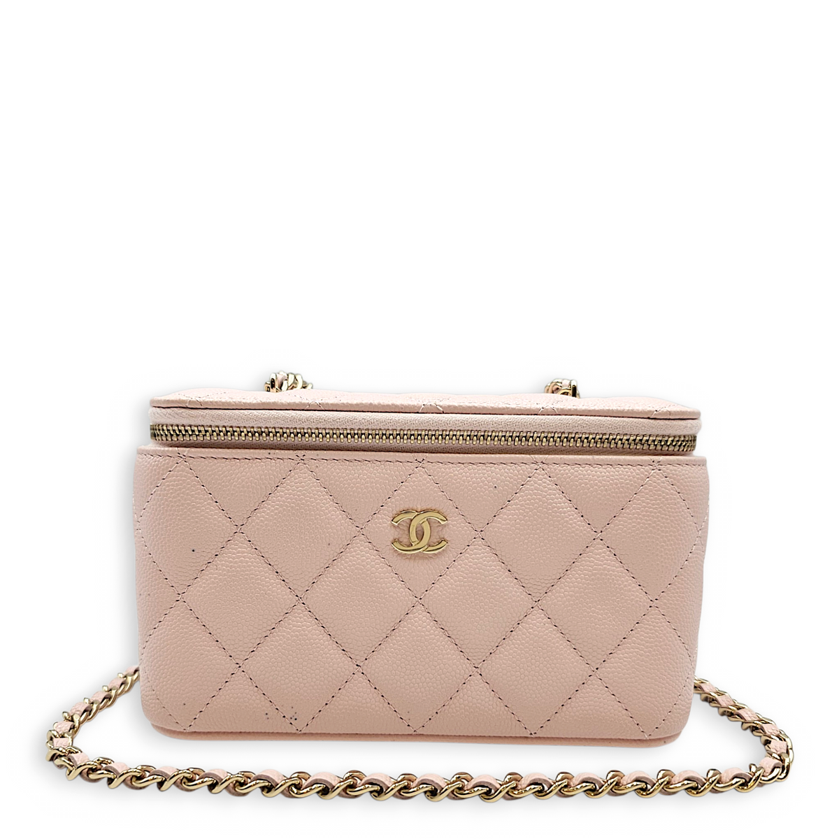 Vanity Pink Crossbody Bag in Caviar Leather Light Gold hardware