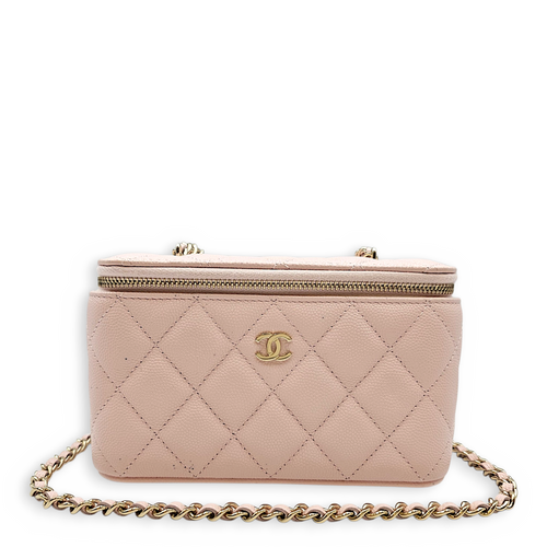 Vanity Pink Crossbody Bag in Caviar Leather Light Gold hardware