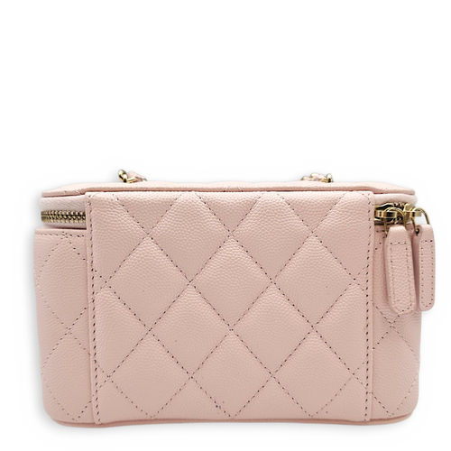 Vanity Pink Crossbody Bag in Caviar Leather Light Gold hardware