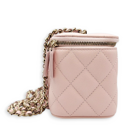 Vanity Pink Crossbody Bag in Caviar Leather Light Gold hardware