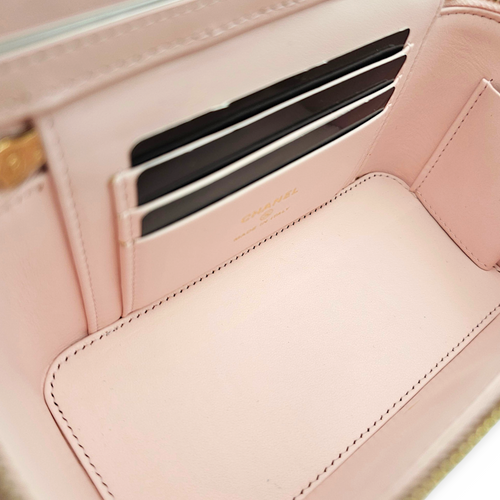 Vanity Pink Crossbody Bag in Caviar Leather Light Gold hardware