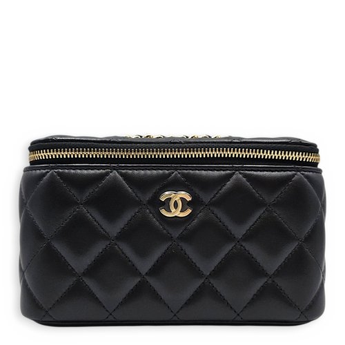 Vanity Case Black Crossbody Bag in Lambskin Light Gold hardware