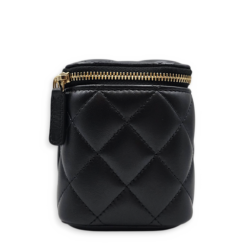 Vanity Case Black Crossbody Bag in Lambskin Light Gold hardware