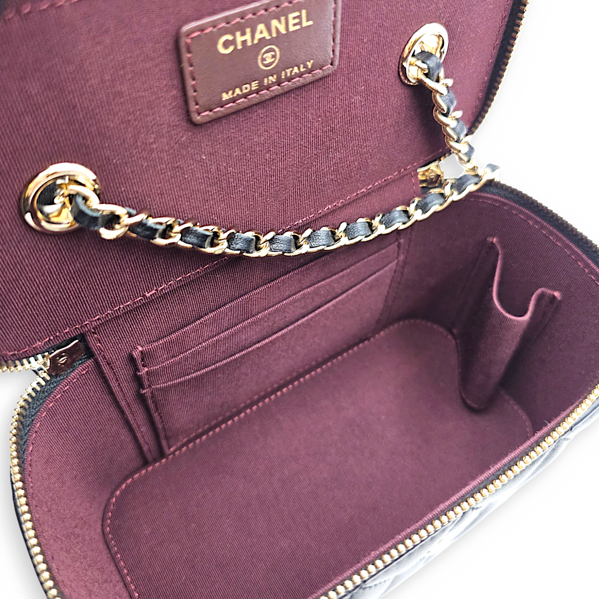 Vanity Case Black Crossbody Bag in Lambskin Light Gold hardware