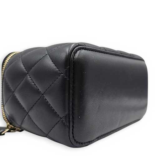 Vanity Case Black Crossbody Bag in Lambskin Light Gold hardware