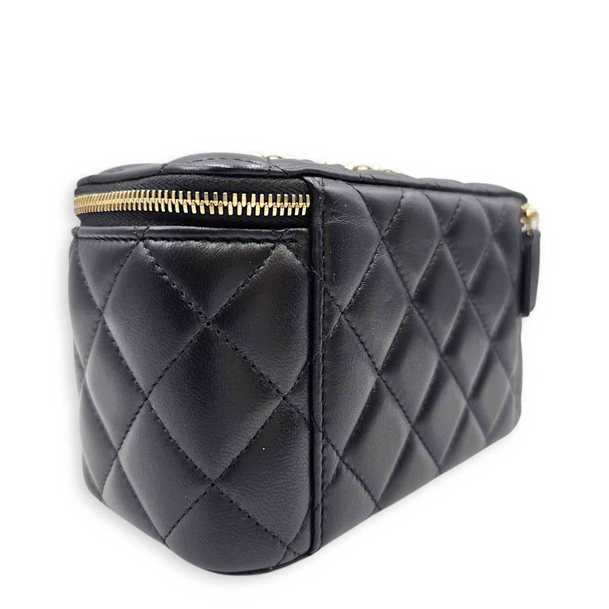 Vanity Case Black Crossbody Bag in Lambskin Light Gold hardware