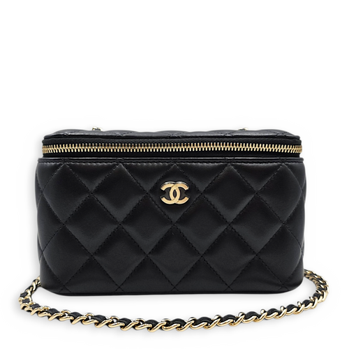 Vanity Case Black Crossbody Bag in Lambskin Light Gold hardware