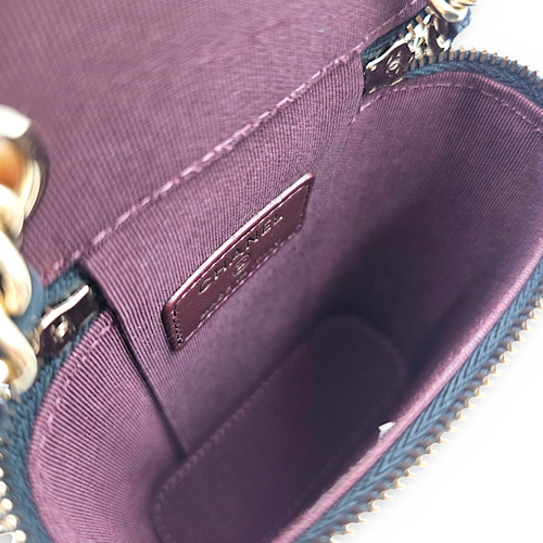 Quilted Vertical Coco Beauty Case  Small Black Crossbody Bag in Caviar Leather Light Gold hardware
