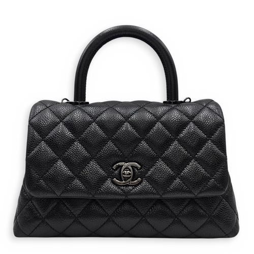 Coco Handle  Small Black Top Handle Bag in Caviar Leather So Black  hardware