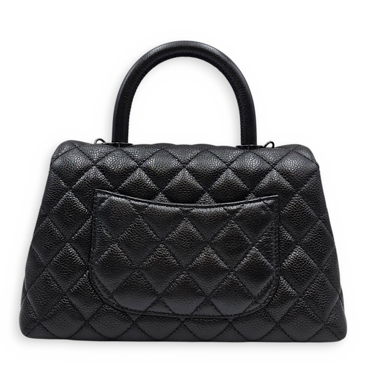 Coco Handle  Small Black Top Handle Bag in Caviar Leather So Black  hardware