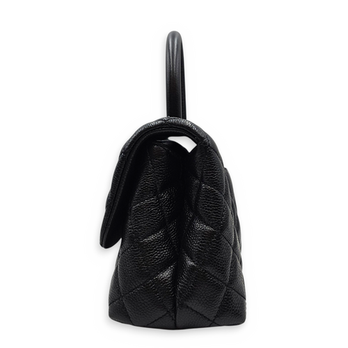 Coco Handle  Small Black Top Handle Bag in Caviar Leather So Black  hardware