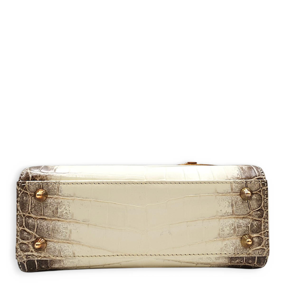 Lady Dior White Top Handle Bag in Crocodile Leather Rose Gold hardware