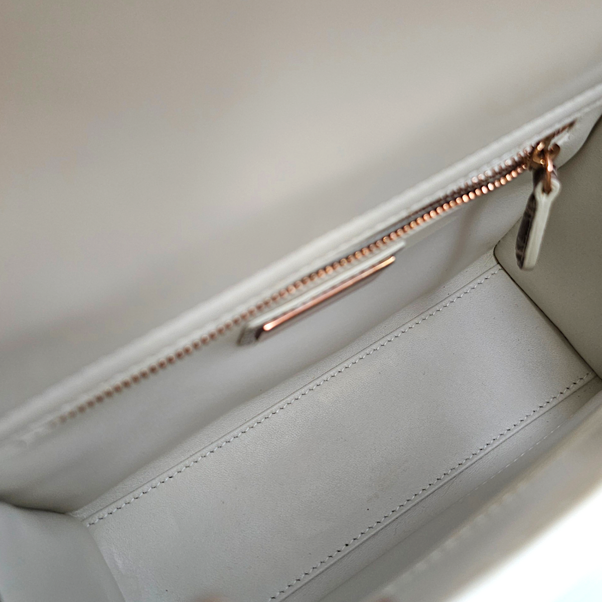 Lady Dior White Top Handle Bag in Crocodile Leather Rose Gold hardware