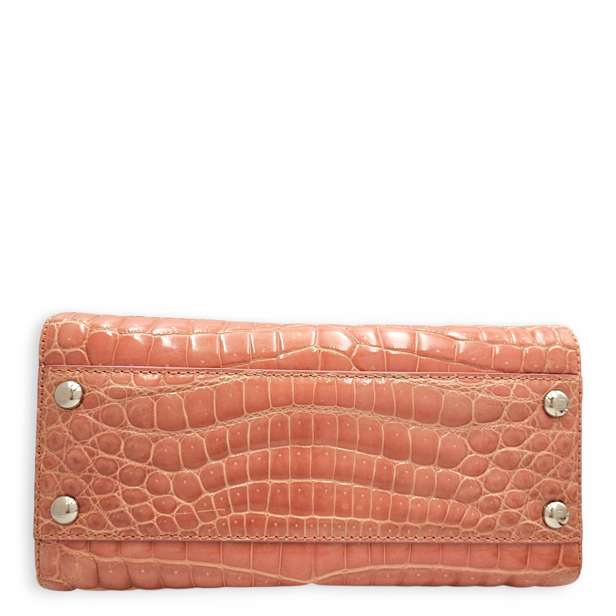 Peekaboo 23 Pink Top Handle Bag in Crocodile Leather Silver hardware