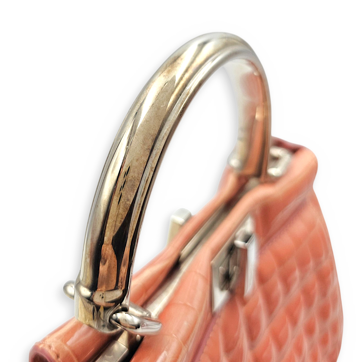 Peekaboo 23 Pink Top Handle Bag in Crocodile Leather Silver hardware