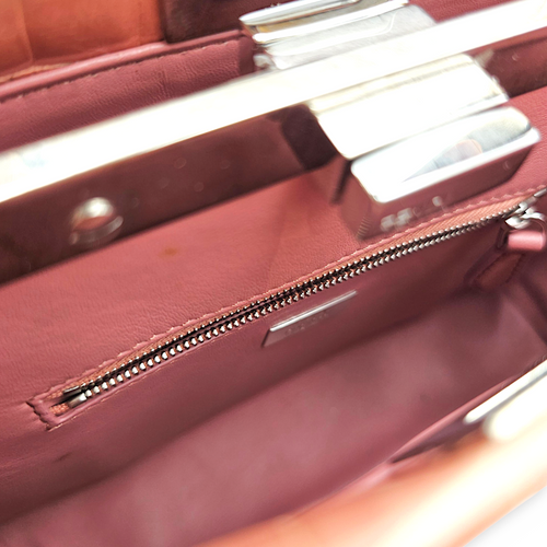 Peekaboo 23 Pink Top Handle Bag in Crocodile Leather Silver hardware