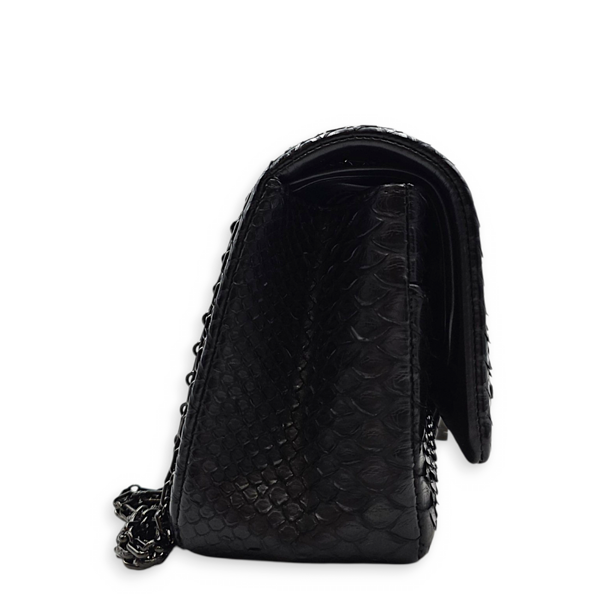 2.55 Black Shoulder Bag in Python Leather Ruthenium hardware